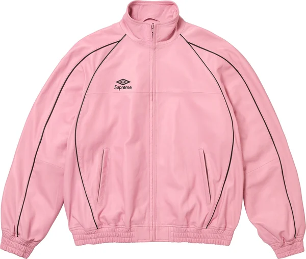 Supreme Umbro Leather Track Jacket - Pink (front)