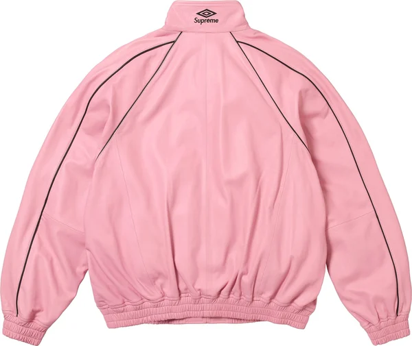 Supreme Umbro Leather Track Jacket - Pink (front)