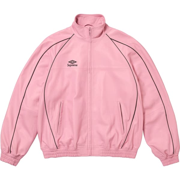 Supreme Umbro Leather Track Jacket - Pink (front)
