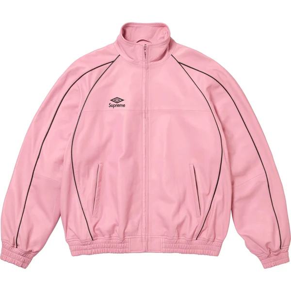Supreme Umbro Leather Track Jacket - Pink (front)