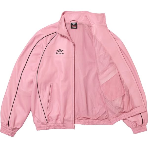 Supreme Umbro Leather Track Jacket - Pink (front)