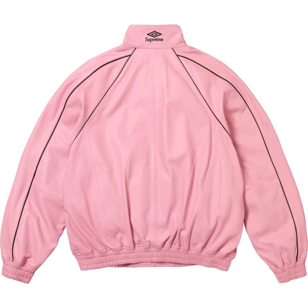 Supreme Umbro Leather Track Jacket - Pink (front)
