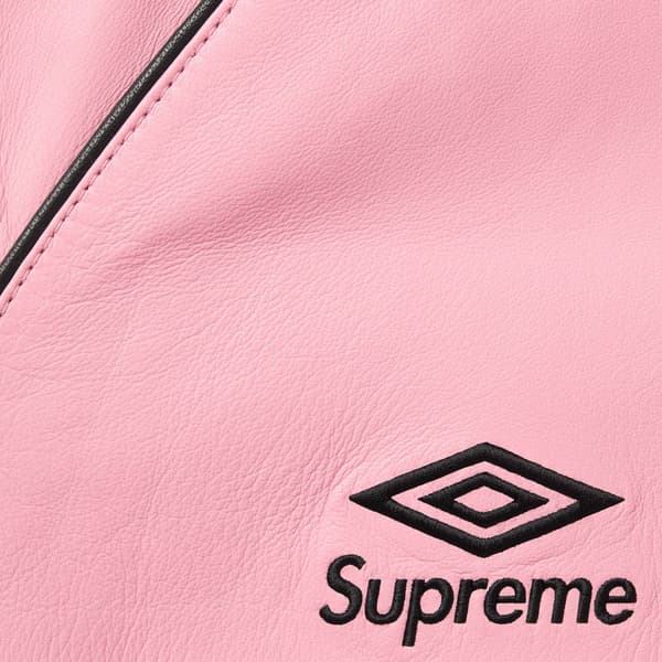 Supreme Umbro Leather Track Jacket - Pink (front)