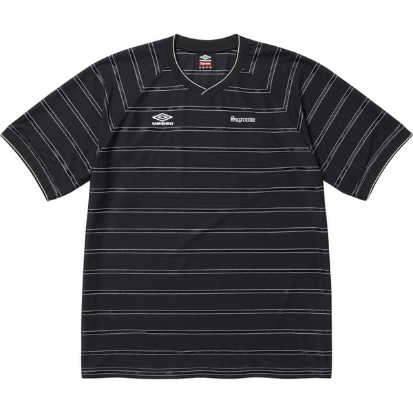 Supreme Umbro Stripe Soccer Jersey - Black (front)