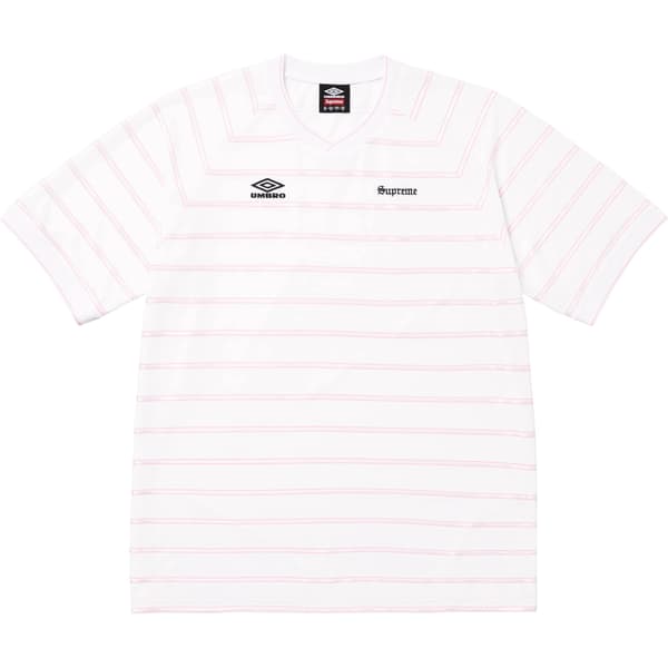 Supreme Umbro Stripe Soccer Jersey - White (front)
