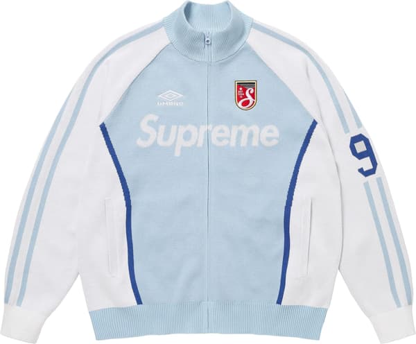 Supreme Umbro Zip Up Sweater - Light Blue (front)