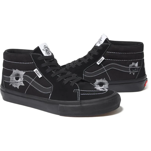 Supreme Vans Nate Lowman Skate Grosso Mid - Black (front)