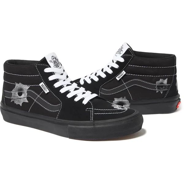 Supreme Vans Nate Lowman Skate Grosso Mid - Black (front)