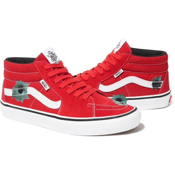 Supreme Vans Nate Lowman Skate Grosso Mid - Red (front)