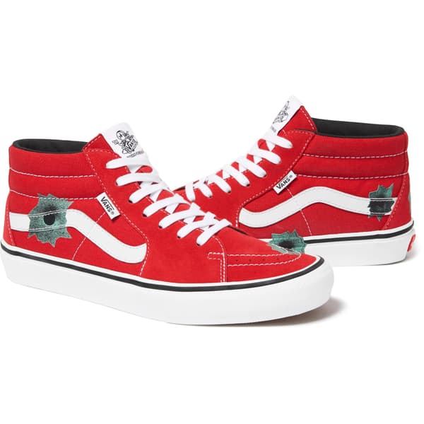 Supreme Vans Nate Lowman Skate Grosso Mid - Red (front)