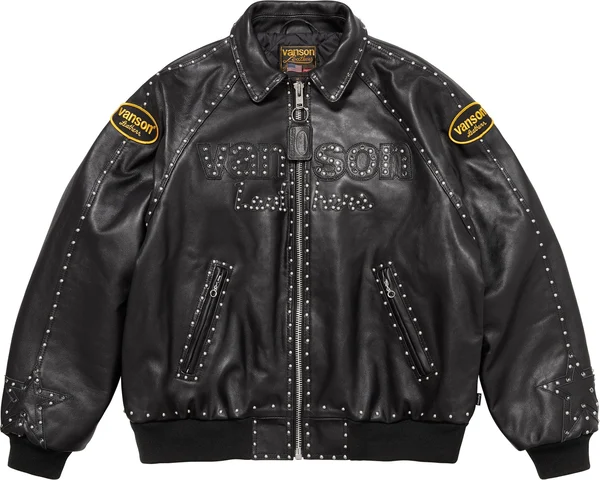 Supreme Vanson Leathers b.b. Simon Jacket - Black (front)