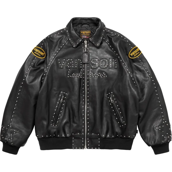 Supreme Vanson Leathers b.b. Simon Jacket - Black (front)
