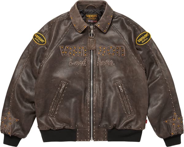 Supreme Vanson Leathers b.b. Simon Jacket - Brown (front)
