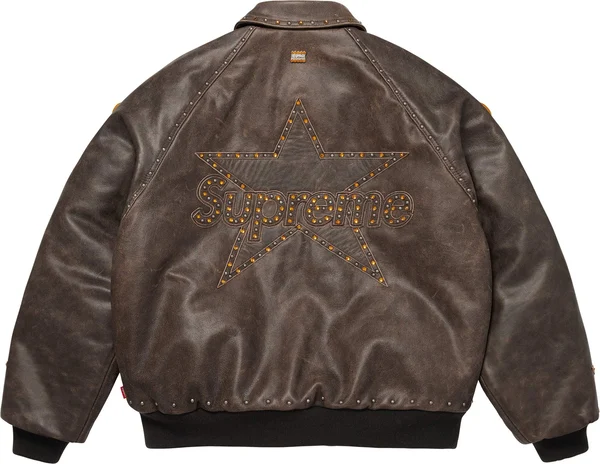 Supreme Vanson Leathers b.b. Simon Jacket - Brown (front)