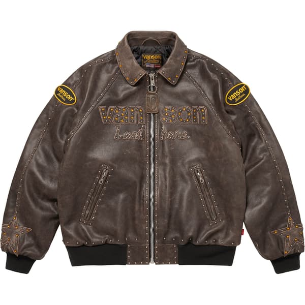 Supreme Vanson Leathers b.b. Simon Jacket - Brown (front)