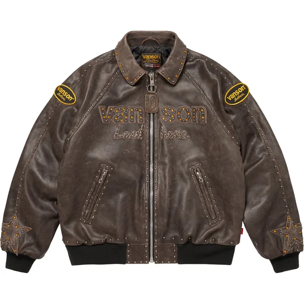 Supreme Vanson Leathers b.b. Simon Jacket - Brown (front)