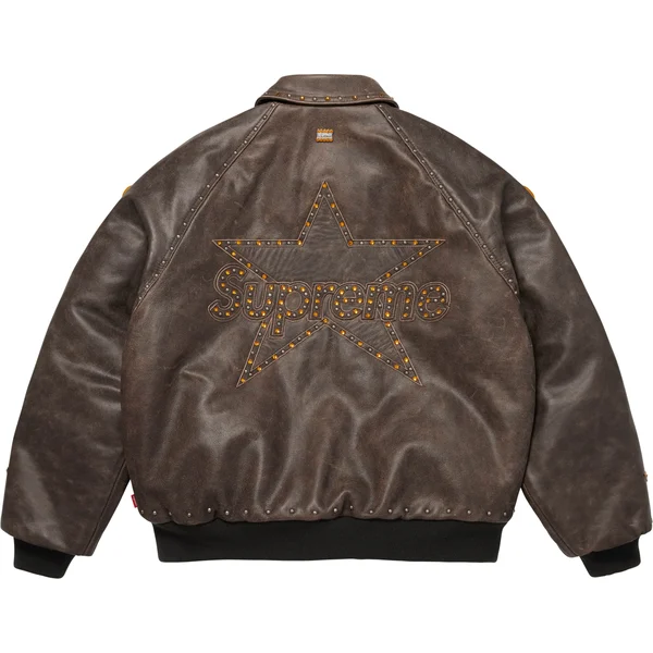 Supreme Vanson Leathers b.b. Simon Jacket - Brown (front)