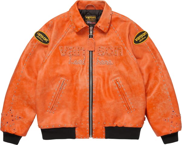 Supreme Vanson Leathers b.b. Simon Jacket - Orange (front)