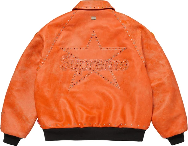 Supreme Vanson Leathers b.b. Simon Jacket - Orange (front)