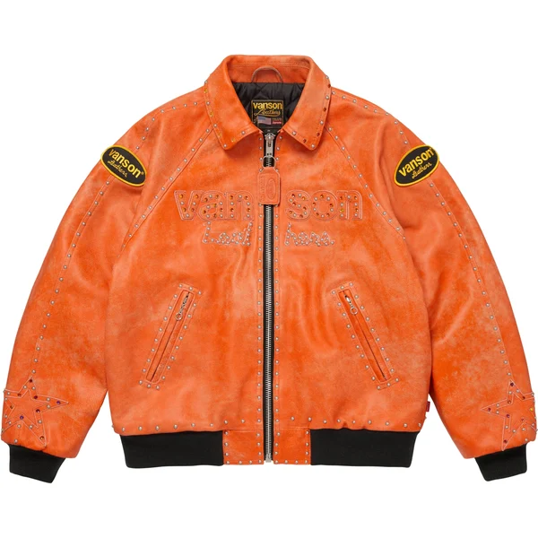 Supreme Vanson Leathers b.b. Simon Jacket - Orange (front)