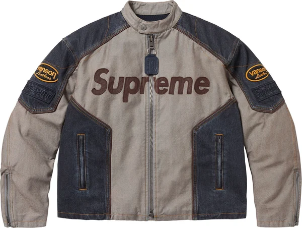 Supreme Vanson Leathers Cordura Cotton Jacket - Denim (front)