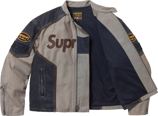 Supreme Vanson Leathers Cordura Cotton Jacket - Denim (front)