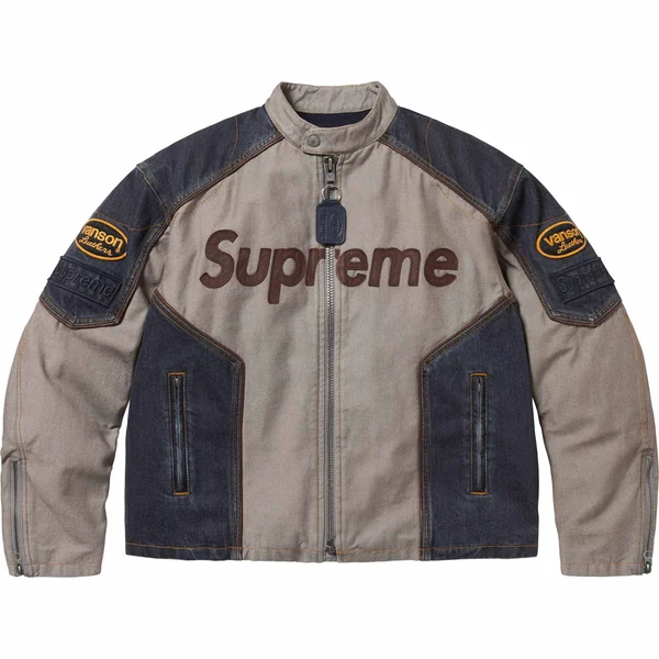Supreme Vanson Leathers Cordura Cotton Jacket - Denim (front)