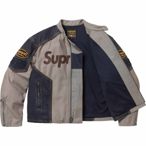 Supreme Vanson Leathers Cordura Cotton Jacket - Denim (front)