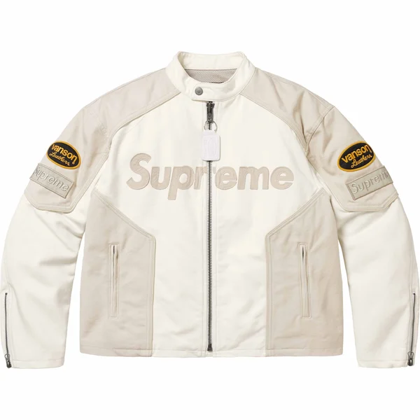 Supreme Vanson Leathers Cordura Cotton Jacket - White (front)