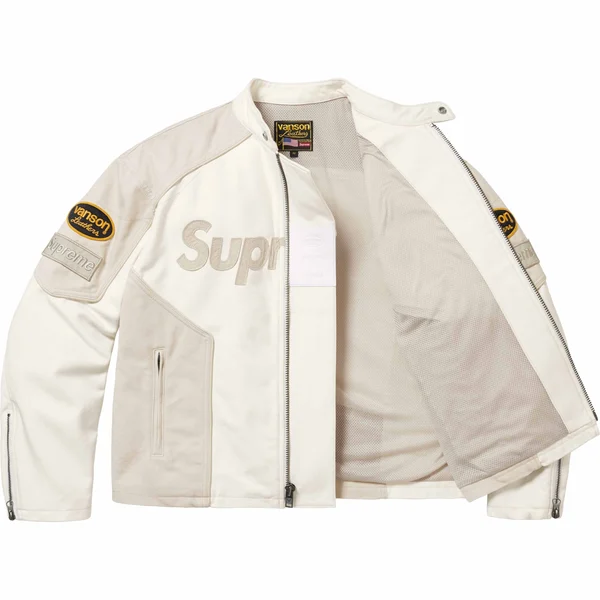Supreme Vanson Leathers Cordura Cotton Jacket - White (front)