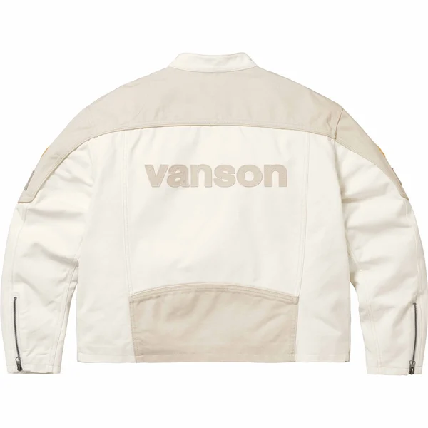 Supreme Vanson Leathers Cordura Cotton Jacket - White (front)