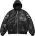 Supreme Vanson Leathers Hooded Work Jacket - Black (front)