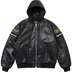 Supreme Vanson Leathers Hooded Work Jacket - Black (front)
