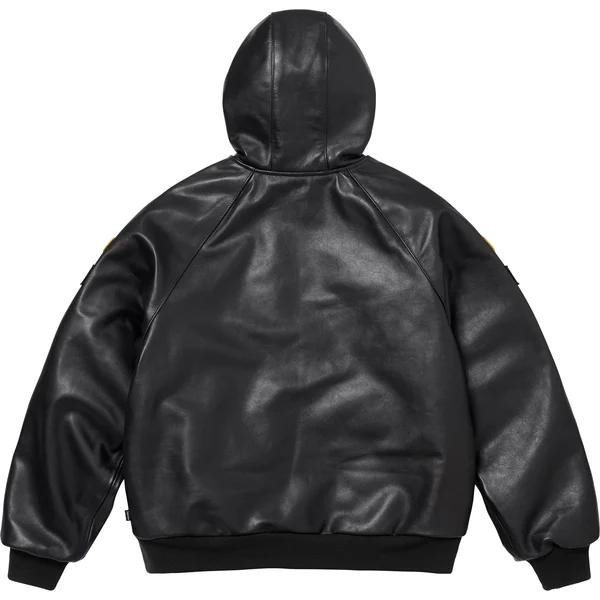 Supreme Vanson Leathers Hooded Work Jacket - Black (front)