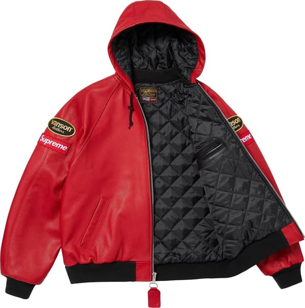 Supreme Vanson Leathers Hooded Work Jacket - Red (front)