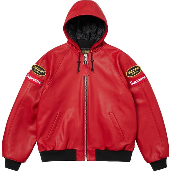 Supreme Vanson Leathers Hooded Work Jacket - Red (front)