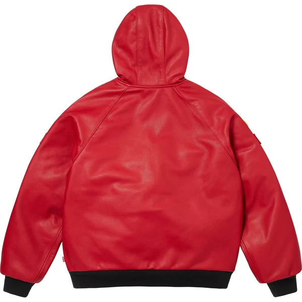 Supreme Vanson Leathers Hooded Work Jacket - Red (front)