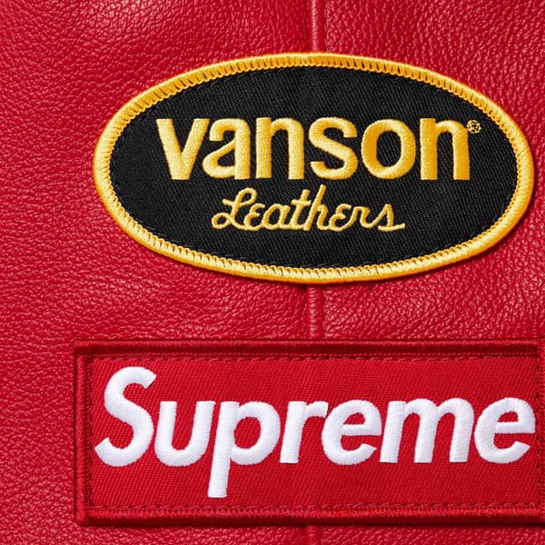 Supreme Vanson Leathers Hooded Work Jacket - Red (front)