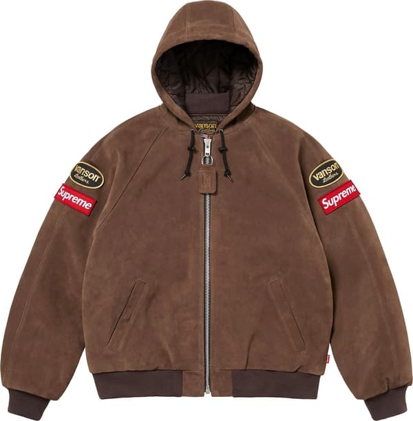 Supreme Vanson Leathers Hooded Work Jacket - Suede (front)