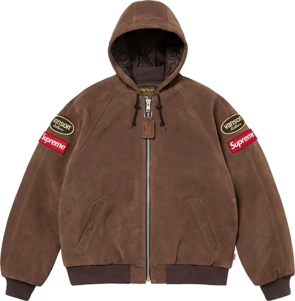 Supreme Vanson Leathers Hooded Work Jacket - Suede (front)