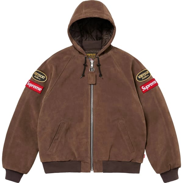 Supreme Vanson Leathers Hooded Work Jacket - Suede (front)