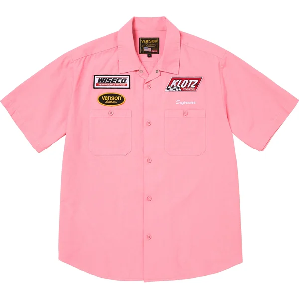 Supreme Vanson Leathers S/S Work Shirt - Pink (front)