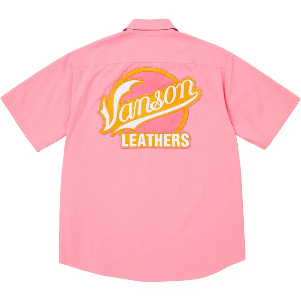 Supreme Vanson Leathers S/S Work Shirt - Pink (front)