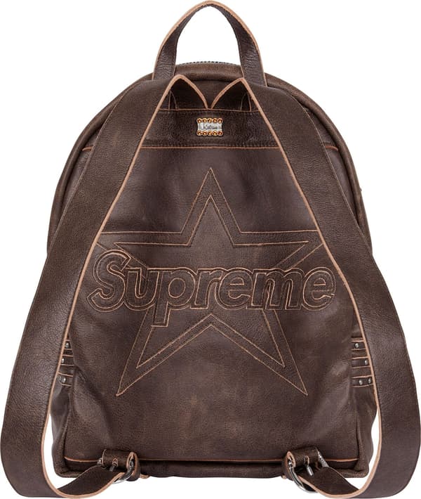 Supreme Vanson Leathers b.b. Simon Backpack - Brown (front)