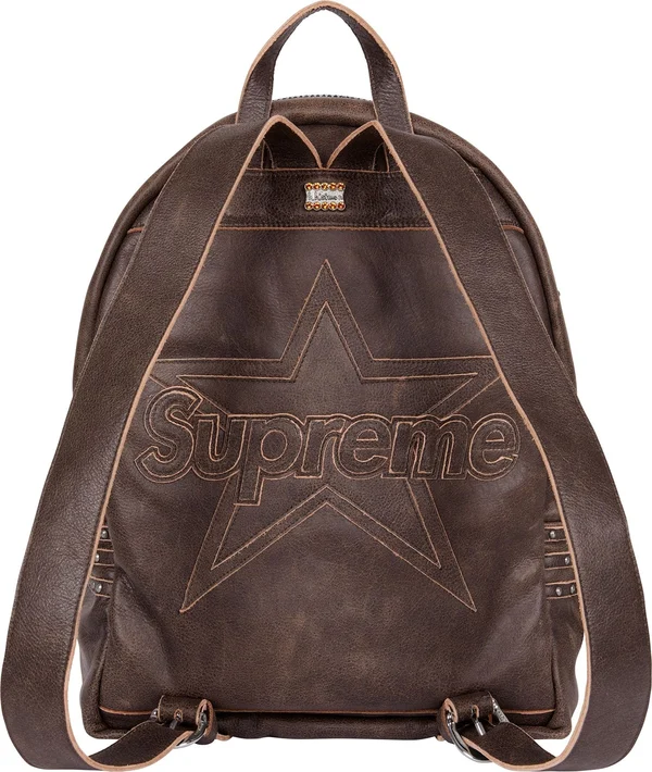 Supreme Vanson Leathers b.b. Simon Backpack - Brown (front)