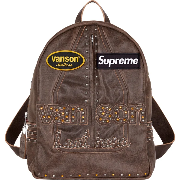 Supreme Vanson Leathers b.b. Simon Backpack - Brown (front)
