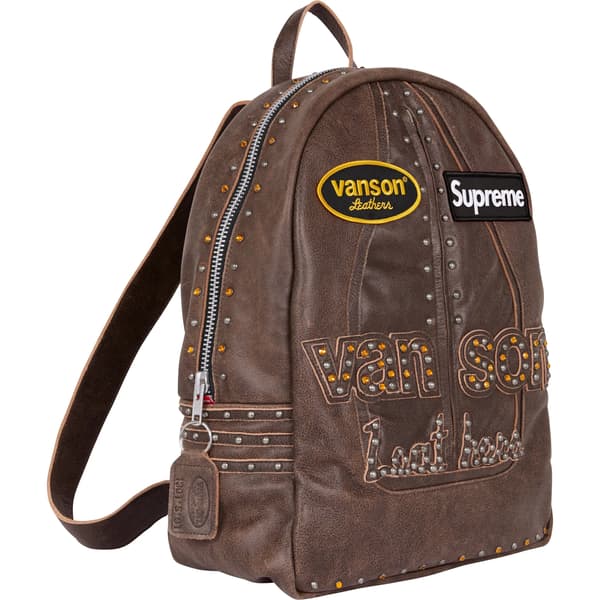 Supreme Vanson Leathers b.b. Simon Backpack - Brown (front)