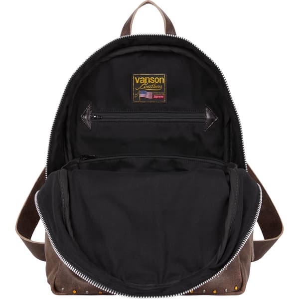Supreme Vanson Leathers b.b. Simon Backpack - Brown (front)