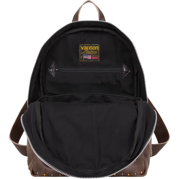 Supreme Vanson Leathers b.b. Simon Backpack - Brown (front)