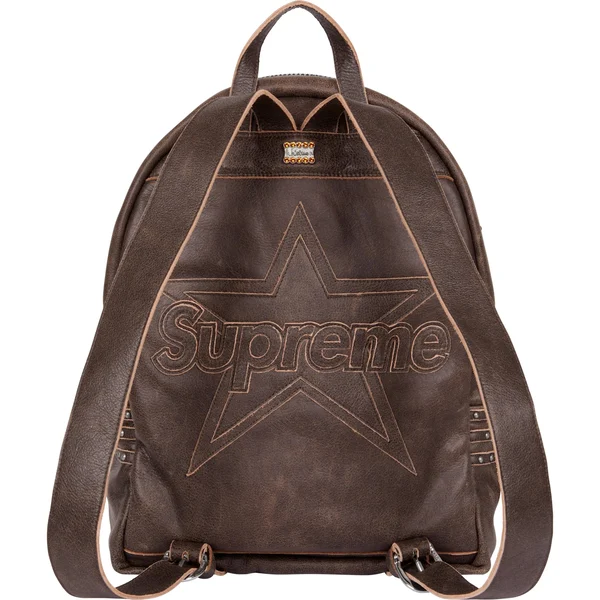 Supreme Vanson Leathers b.b. Simon Backpack - Brown (front)